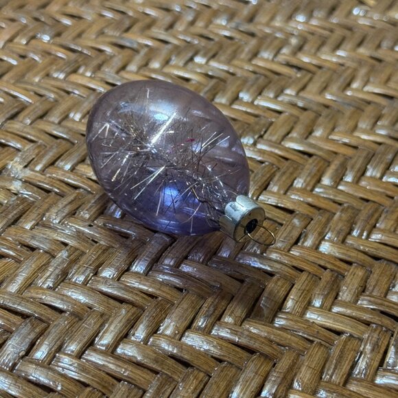 Vintage WWII Era Unsilvered Purple With Tinsel Inside Christmas Ornament - Picture 5 of 6